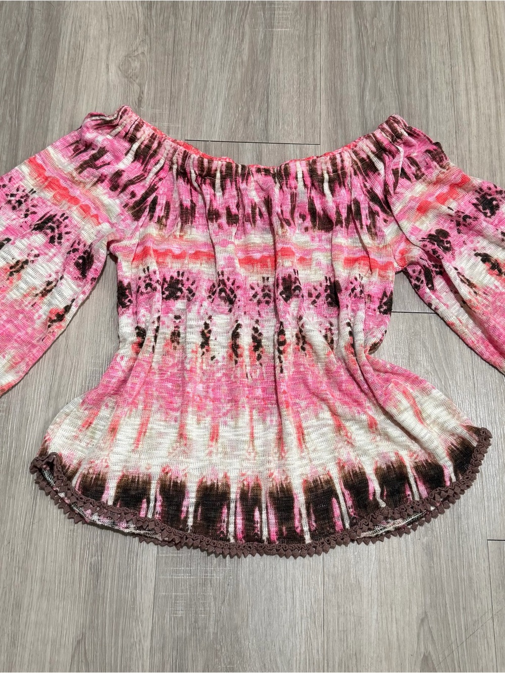 JohnPaulRichard Pink Boho Peasant Blouse Size S Bell Sleeve